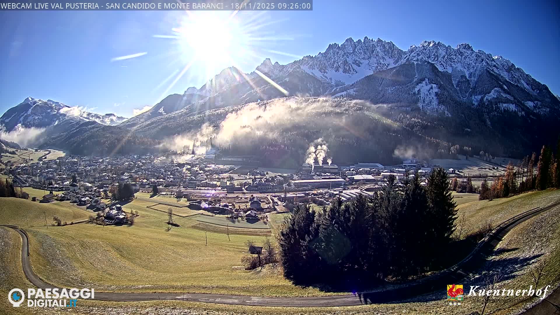 Val Pusteria (Puster Valley), San Candido (Innichen) Village & Monte Baranci Mount View Live Cam - South Tyrol (Bolzano) , Trentino-South Tyrol (Trentino-Alto Adige/Südtirol), Italy