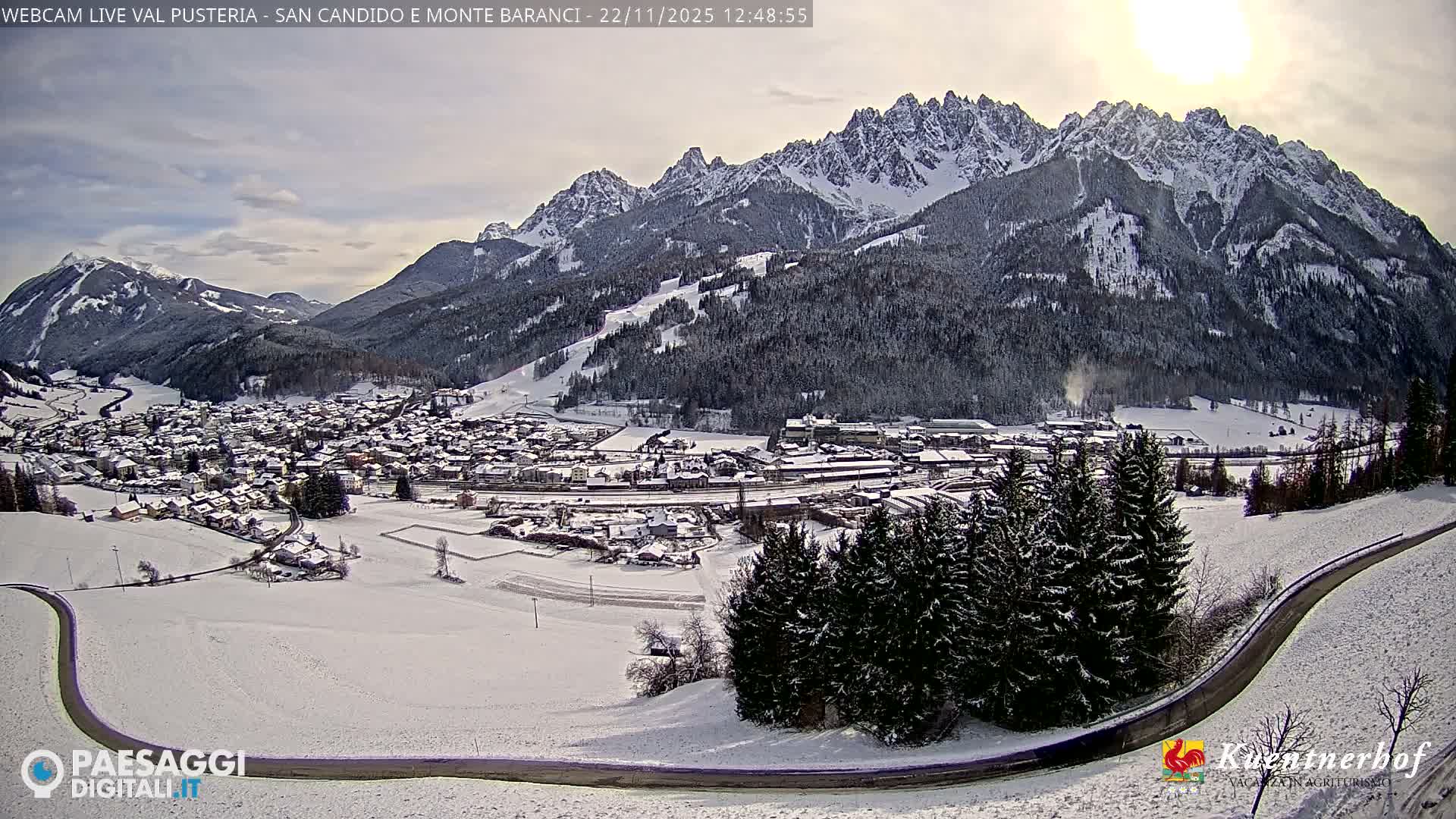 Val Pusteria (Puster Valley), San Candido (Innichen) Village & Monte Baranci Mount View Live Cam - South Tyrol (Bolzano) , Trentino-South Tyrol (Trentino-Alto Adige/Südtirol), Italy