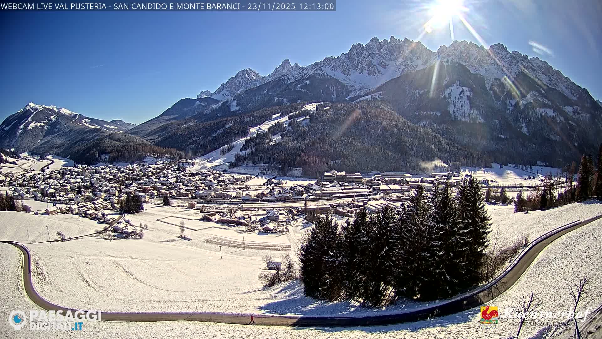 Val Pusteria (Puster Valley), San Candido (Innichen) Village & Monte Baranci Mount View Live Cam - South Tyrol (Bolzano) , Trentino-South Tyrol (Trentino-Alto Adige/Südtirol), Italy
