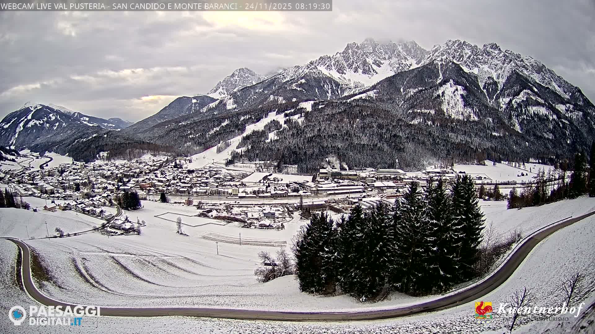 Val Pusteria (Puster Valley), San Candido (Innichen) Village & Monte Baranci Mount View Live Cam - South Tyrol (Bolzano) , Trentino-South Tyrol (Trentino-Alto Adige/Südtirol), Italy
