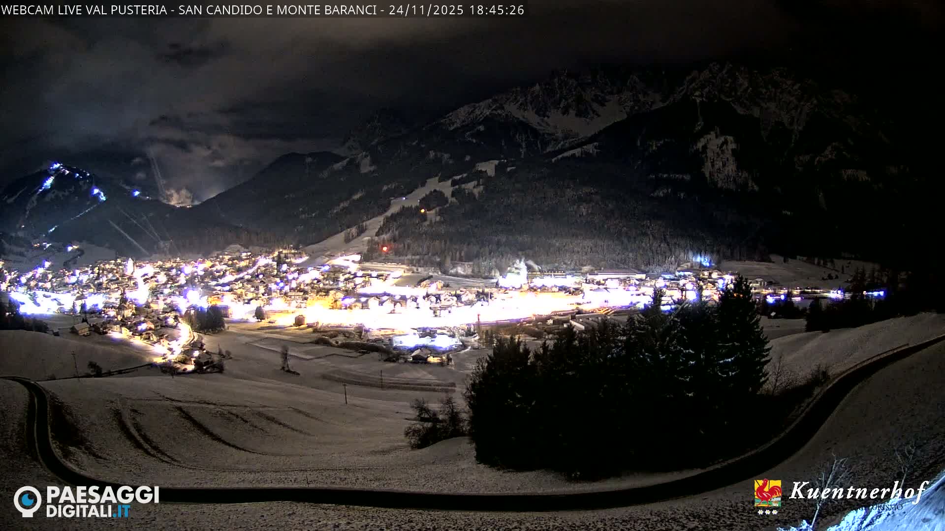 Val Pusteria (Puster Valley), San Candido (Innichen) Village & Monte Baranci Mount View Live Cam - South Tyrol (Bolzano) , Trentino-South Tyrol (Trentino-Alto Adige/Südtirol), Italy