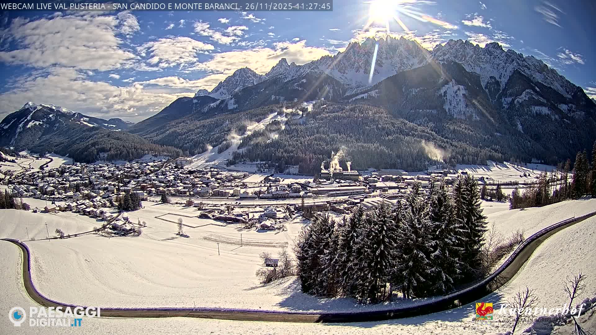 Val Pusteria (Puster Valley), San Candido (Innichen) Village & Monte Baranci Mount View Live Cam - South Tyrol (Bolzano) , Trentino-South Tyrol (Trentino-Alto Adige/Südtirol), Italy