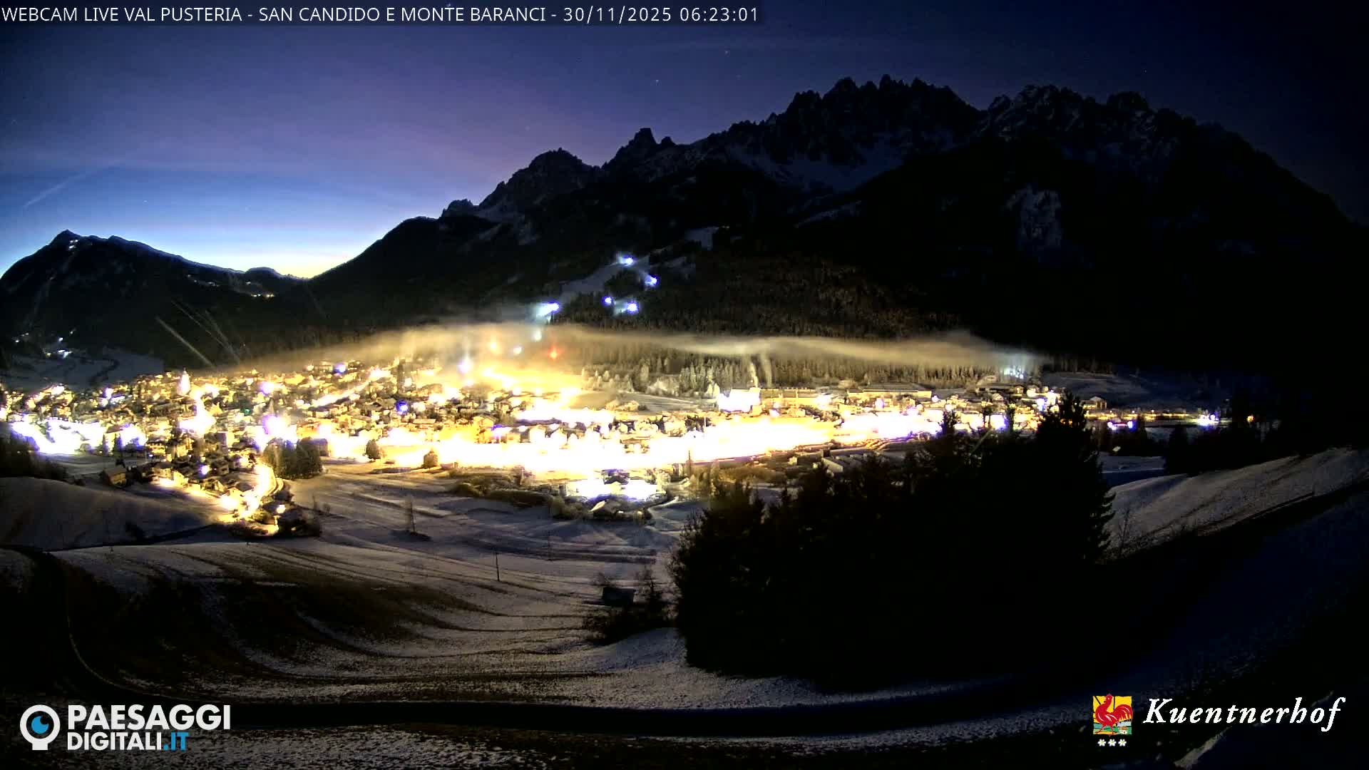 Val Pusteria (Puster Valley), San Candido (Innichen) Village & Monte Baranci Mount View Live Cam - South Tyrol (Bolzano) , Trentino-South Tyrol (Trentino-Alto Adige/Südtirol), Italy