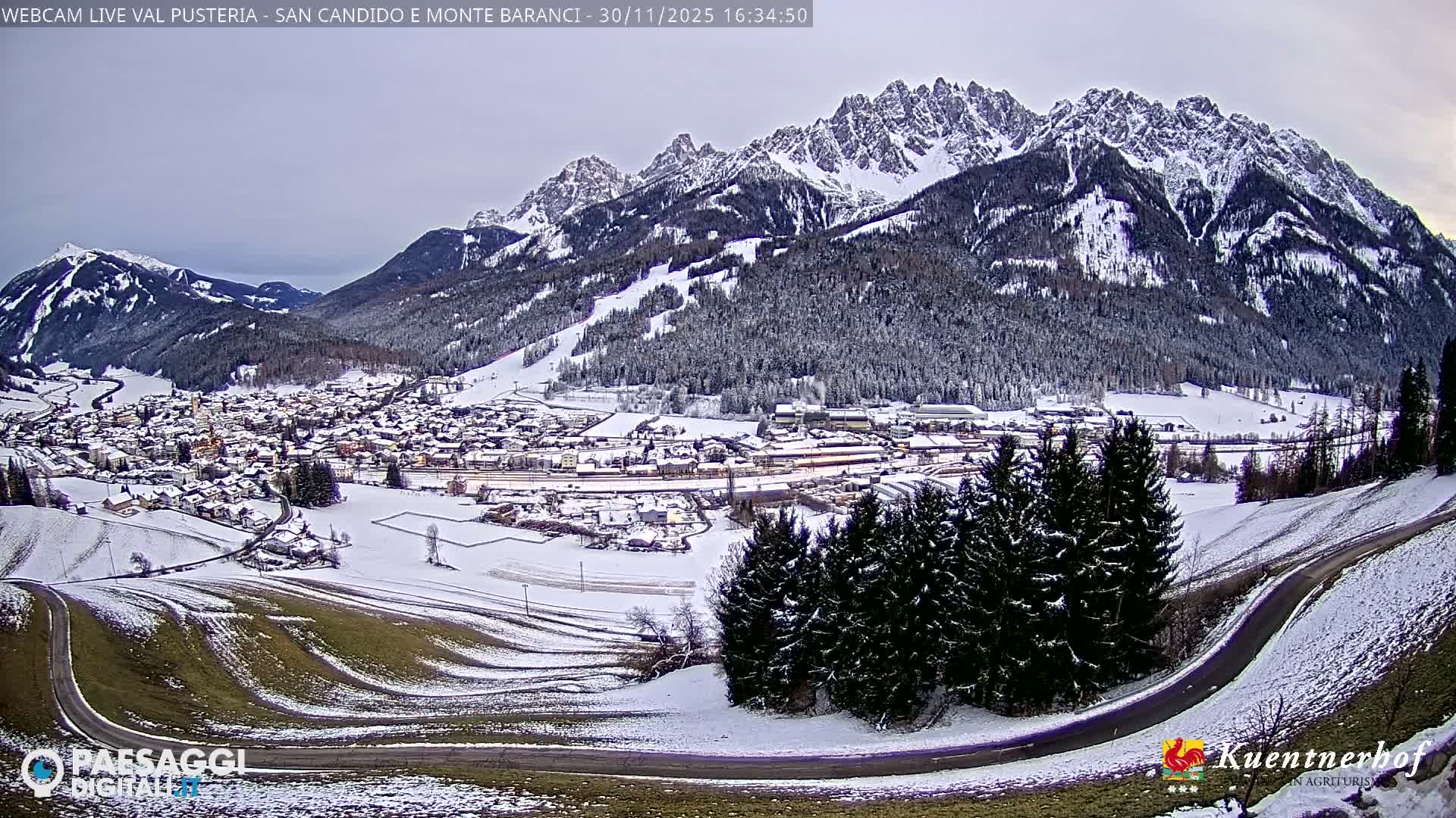 Val Pusteria (Puster Valley), San Candido (Innichen) Village & Monte Baranci Mount View Live Cam - South Tyrol (Bolzano) , Trentino-South Tyrol (Trentino-Alto Adige/Südtirol), Italy