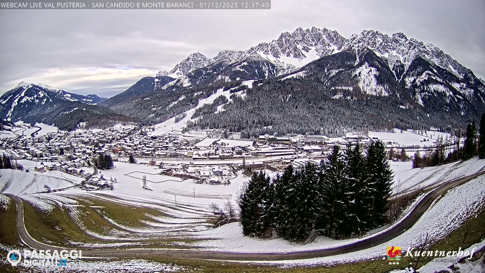 Val Pusteria (Puster Valley), San Candido (Innichen) Village & Monte Baranci Mount View Live Cam - South Tyrol (Bolzano) , Trentino-South Tyrol (Trentino-Alto Adige/Südtirol), Italy