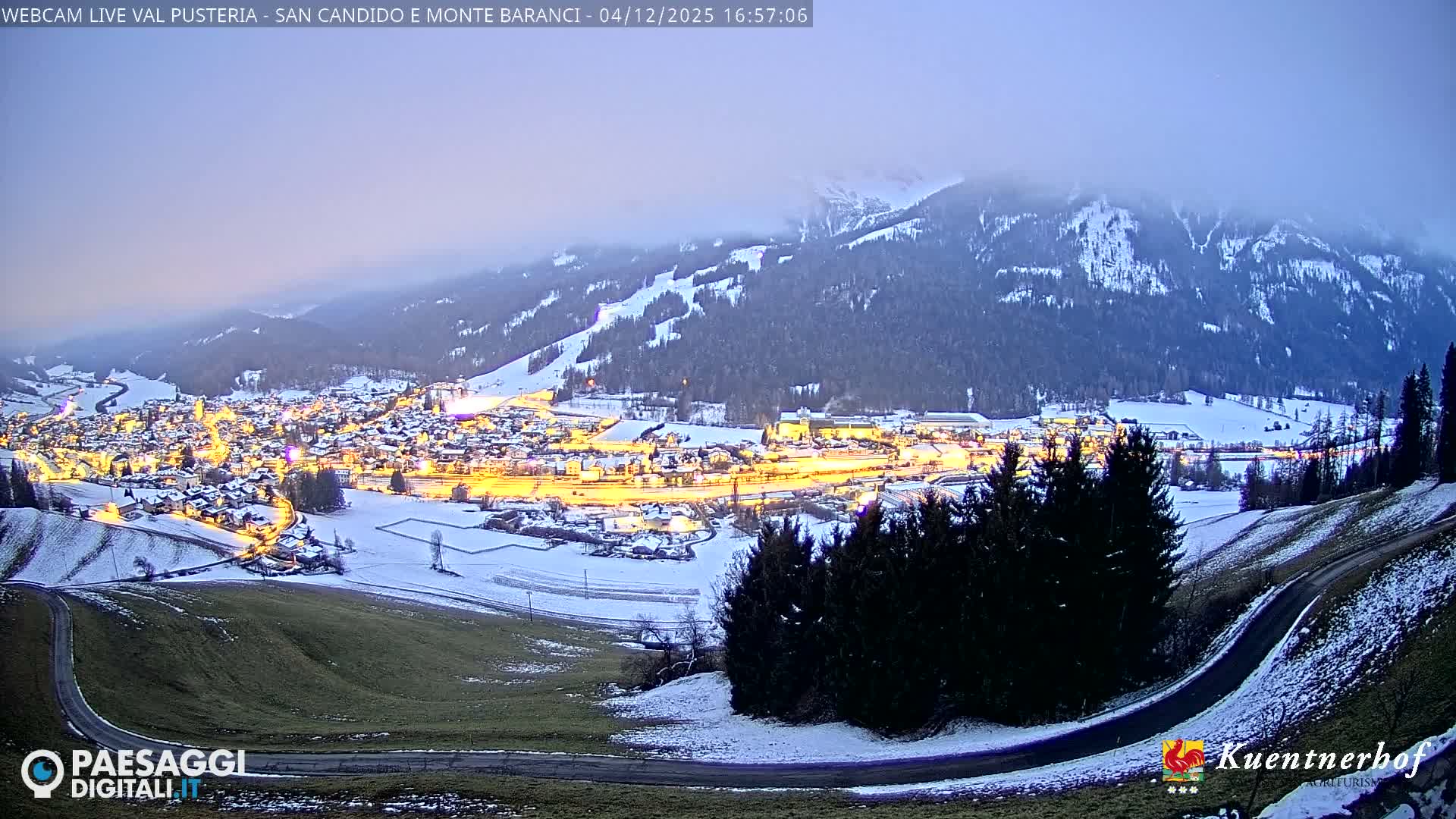 Val Pusteria (Puster Valley), San Candido (Innichen) Village & Monte Baranci Mount View Live Cam - South Tyrol (Bolzano) , Trentino-South Tyrol (Trentino-Alto Adige/Südtirol), Italy