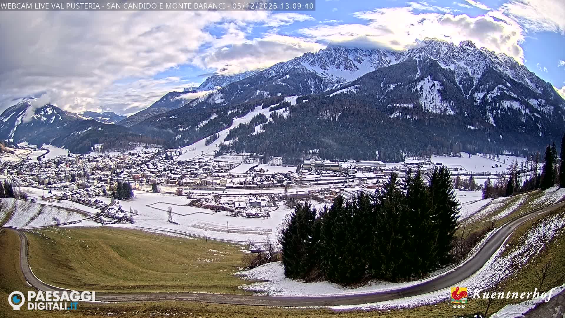 Val Pusteria (Puster Valley), San Candido (Innichen) Village & Monte Baranci Mount View Live Cam - South Tyrol (Bolzano) , Trentino-South Tyrol (Trentino-Alto Adige/Südtirol), Italy