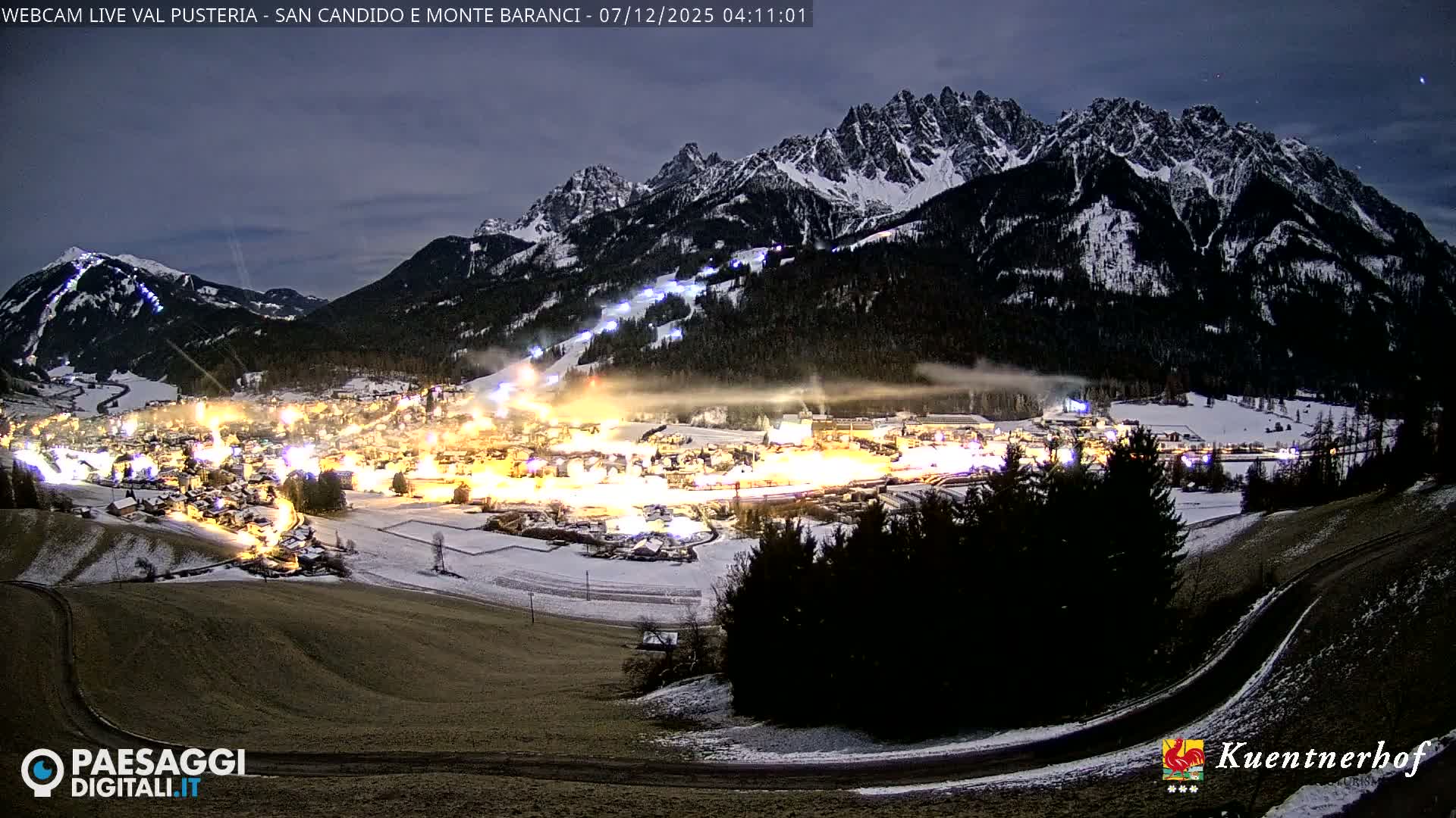 Val Pusteria (Puster Valley), San Candido (Innichen) Village & Monte Baranci Mount View Live Cam - South Tyrol (Bolzano) , Trentino-South Tyrol (Trentino-Alto Adige/Südtirol), Italy
