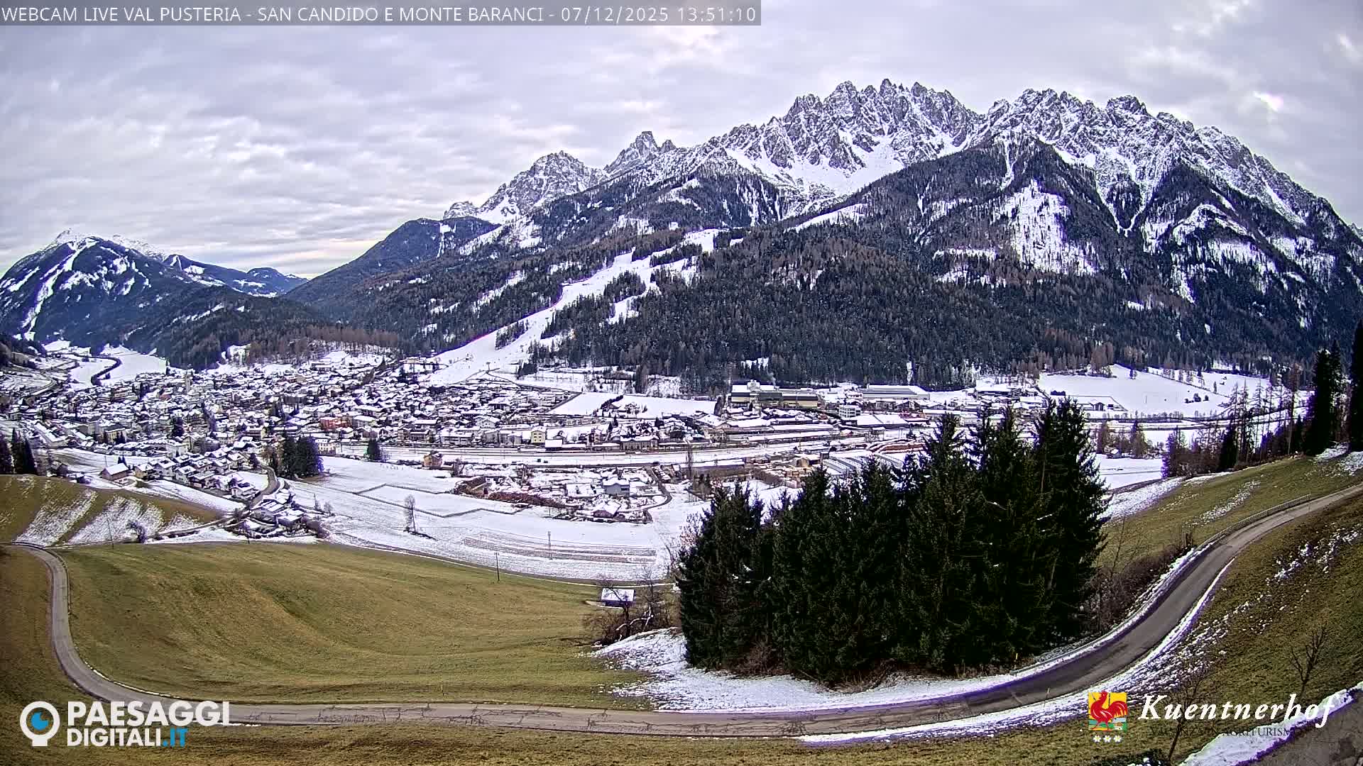 Val Pusteria (Puster Valley), San Candido (Innichen) Village & Monte Baranci Mount View Live Cam - South Tyrol (Bolzano) , Trentino-South Tyrol (Trentino-Alto Adige/Südtirol), Italy