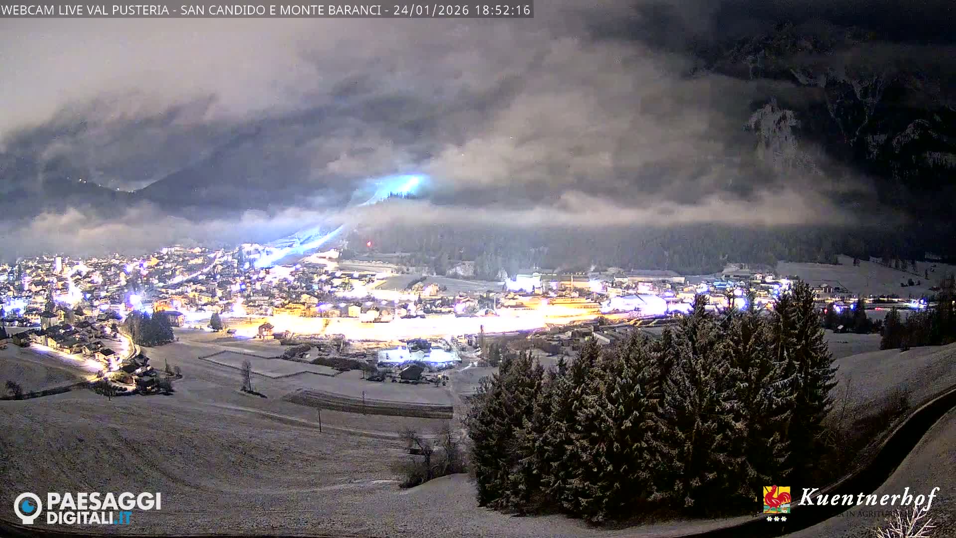 Val Pusteria (Puster Valley), San Candido (Innichen) Village & Monte Baranci Mount View Live Cam - South Tyrol (Bolzano) , Trentino-South Tyrol (Trentino-Alto Adige/Südtirol), Italy