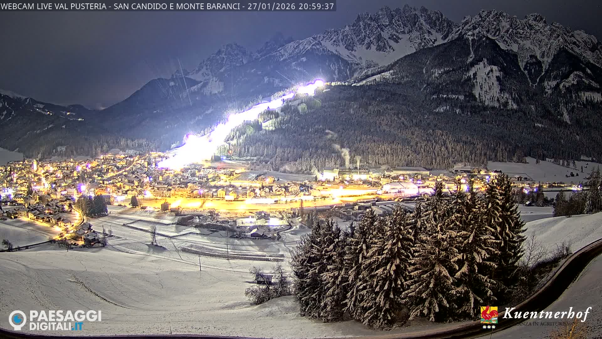 Val Pusteria (Puster Valley), San Candido (Innichen) Village & Monte Baranci Mount View Live Cam - South Tyrol (Bolzano) , Trentino-South Tyrol (Trentino-Alto Adige/Südtirol), Italy