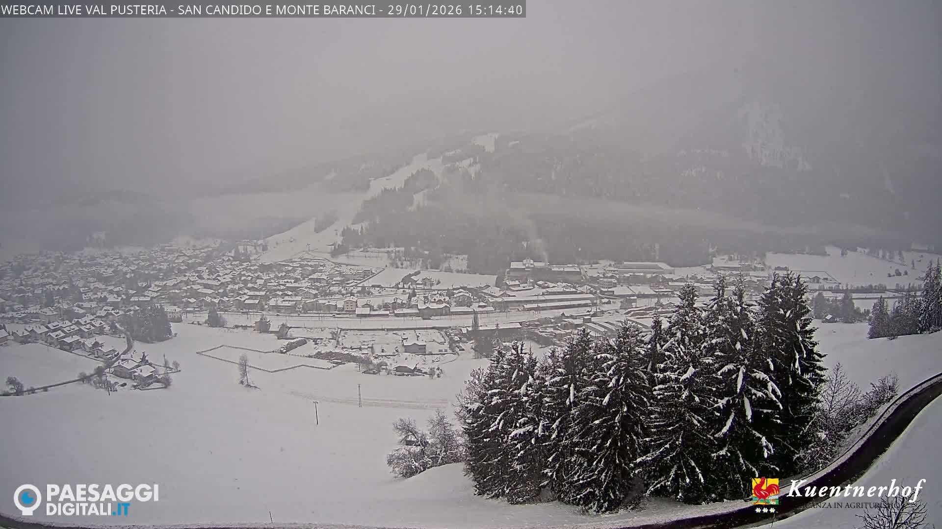 Val Pusteria (Puster Valley), San Candido (Innichen) Village & Monte Baranci Mount View Live Cam - South Tyrol (Bolzano) , Trentino-South Tyrol (Trentino-Alto Adige/Südtirol), Italy