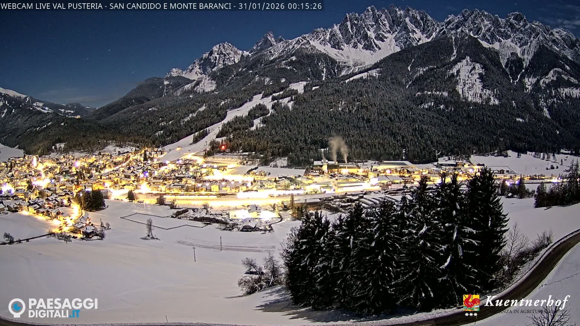 Val Pusteria (Puster Valley), San Candido (Innichen) Village & Monte Baranci Mount View Live Cam - South Tyrol (Bolzano) , Trentino-South Tyrol (Trentino-Alto Adige/Südtirol), Italy