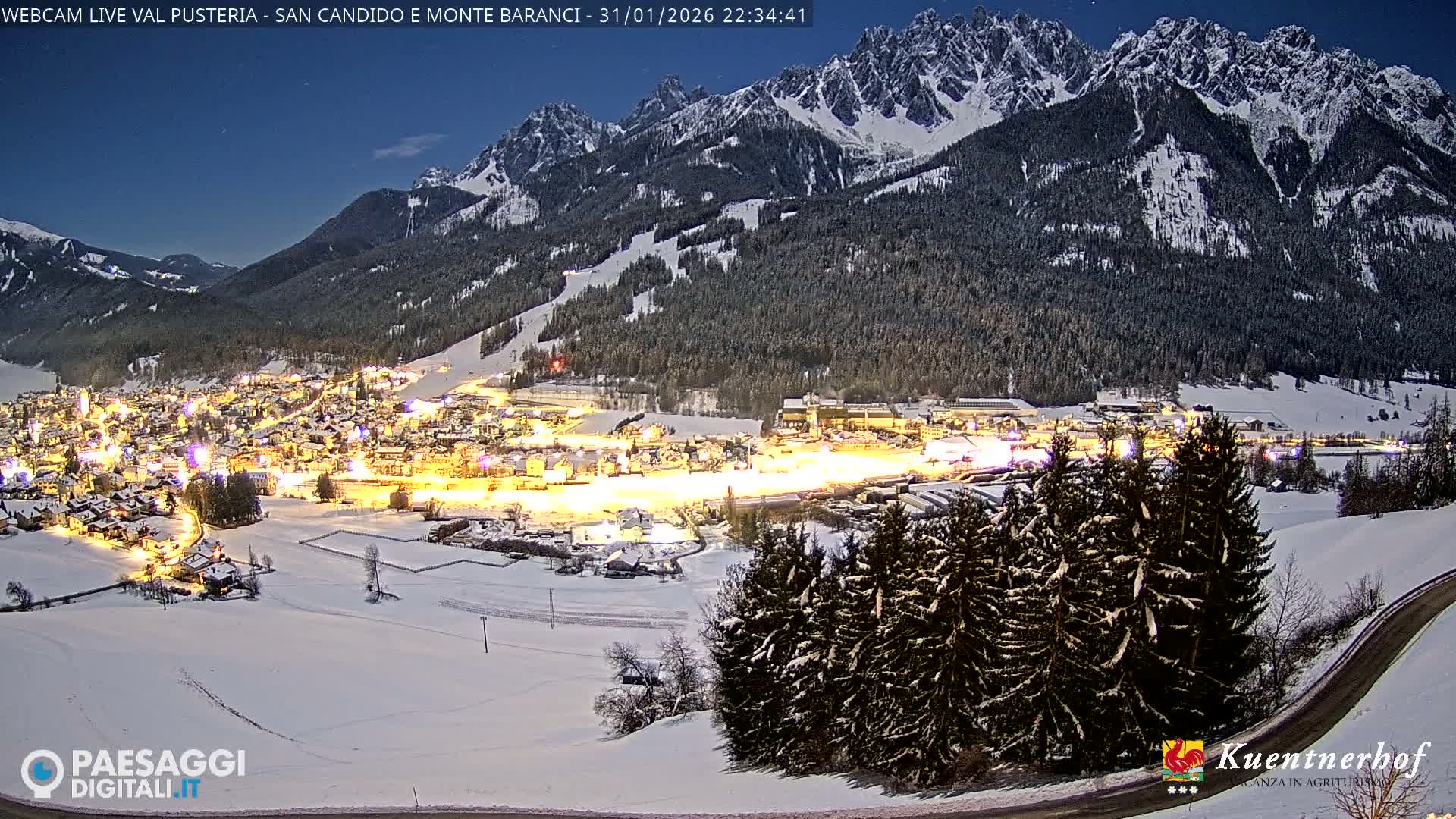 Val Pusteria (Puster Valley), San Candido (Innichen) Village & Monte Baranci Mount View Live Cam - South Tyrol (Bolzano) , Trentino-South Tyrol (Trentino-Alto Adige/Südtirol), Italy