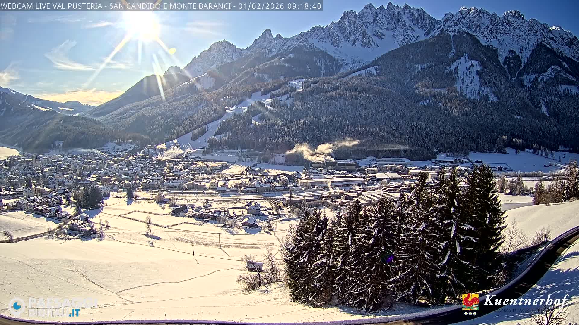 Val Pusteria (Puster Valley), San Candido (Innichen) Village & Monte Baranci Mount View Live Cam - South Tyrol (Bolzano) , Trentino-South Tyrol (Trentino-Alto Adige/Südtirol), Italy