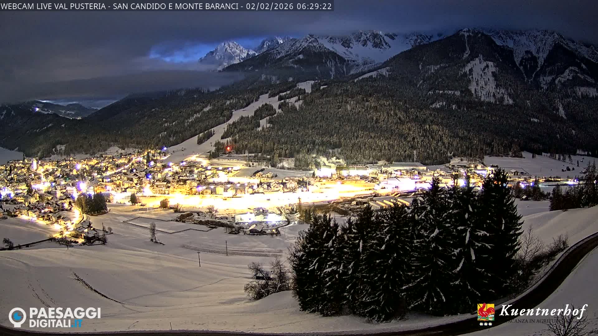 Val Pusteria (Puster Valley), San Candido (Innichen) Village & Monte Baranci Mount View Live Cam - South Tyrol (Bolzano) , Trentino-South Tyrol (Trentino-Alto Adige/Südtirol), Italy