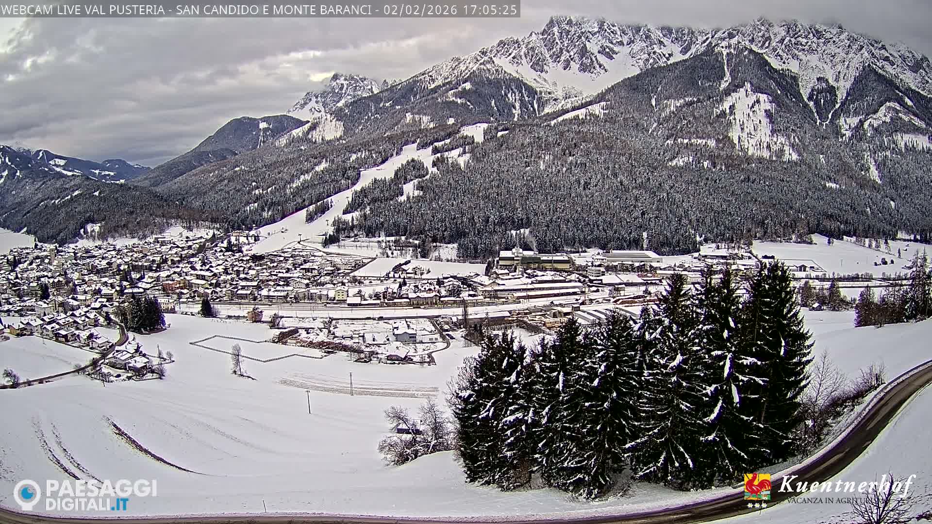Val Pusteria (Puster Valley), San Candido (Innichen) Village & Monte Baranci Mount View Live Cam - South Tyrol (Bolzano) , Trentino-South Tyrol (Trentino-Alto Adige/Südtirol), Italy