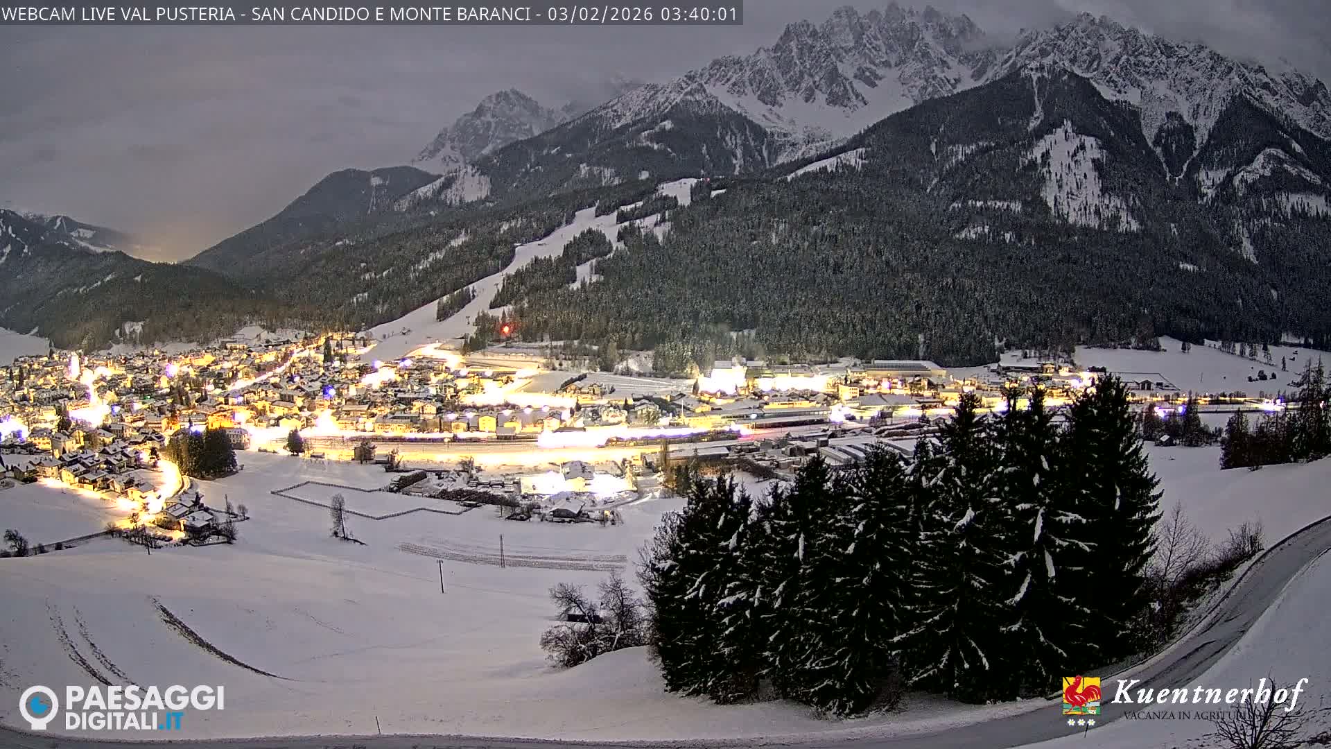 Val Pusteria (Puster Valley), San Candido (Innichen) Village & Monte Baranci Mount View Live Cam - South Tyrol (Bolzano) , Trentino-South Tyrol (Trentino-Alto Adige/Südtirol), Italy