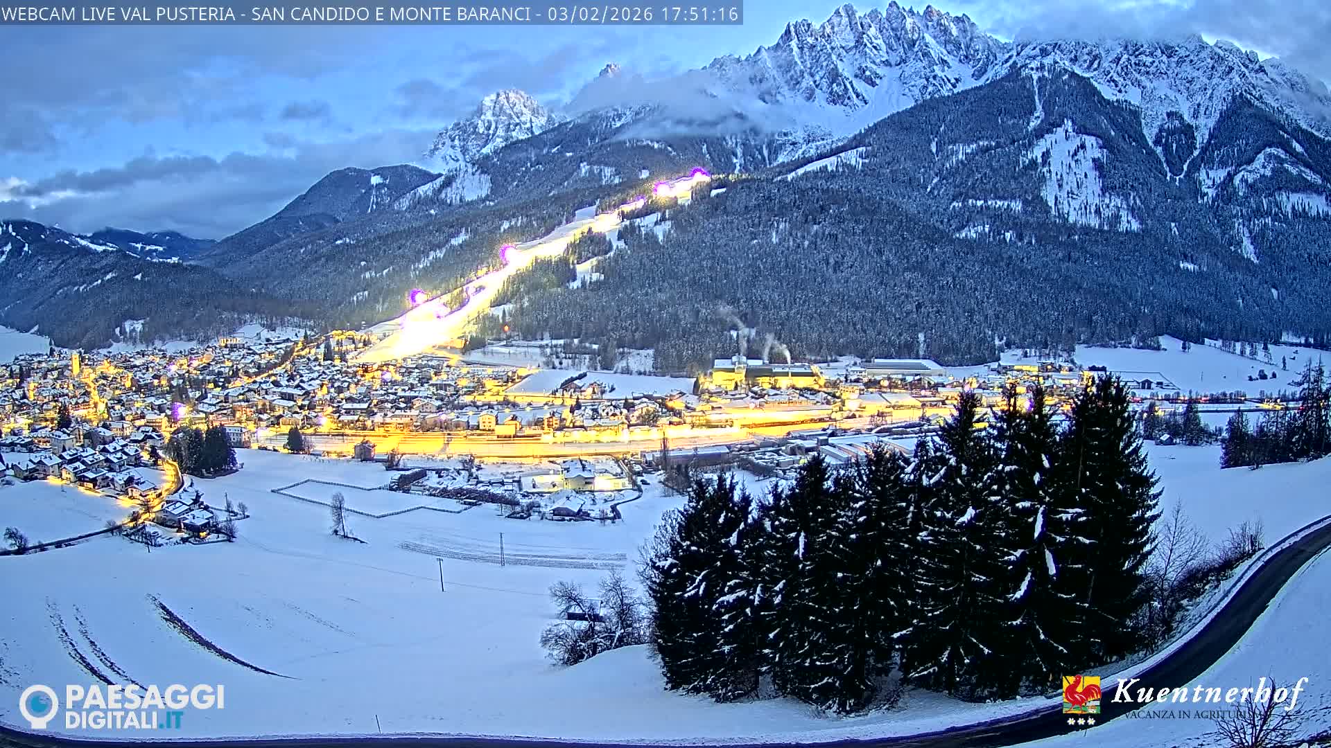 Val Pusteria (Puster Valley), San Candido (Innichen) Village & Monte Baranci Mount View Live Cam - South Tyrol (Bolzano) , Trentino-South Tyrol (Trentino-Alto Adige/Südtirol), Italy