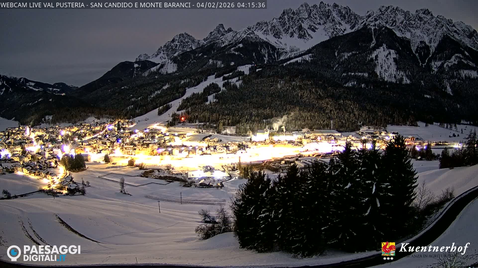 Val Pusteria (Puster Valley), San Candido (Innichen) Village & Monte Baranci Mount View Live Cam - South Tyrol (Bolzano) , Trentino-South Tyrol (Trentino-Alto Adige/Südtirol), Italy