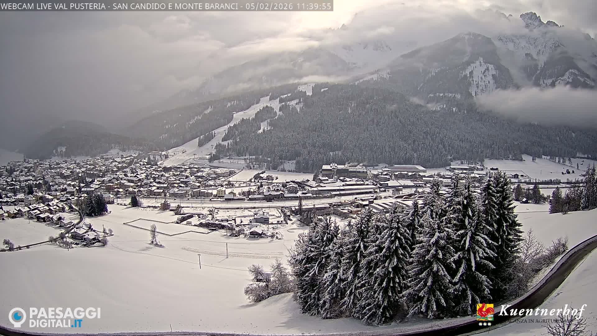 Val Pusteria (Puster Valley), San Candido (Innichen) Village & Monte Baranci Mount View Live Cam - South Tyrol (Bolzano) , Trentino-South Tyrol (Trentino-Alto Adige/Südtirol), Italy