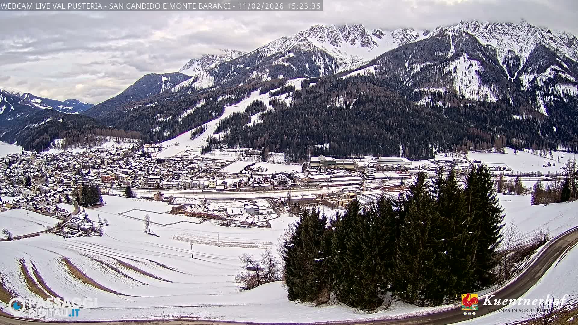 Val Pusteria (Puster Valley), San Candido (Innichen) Village & Monte Baranci Mount View Live Cam - South Tyrol (Bolzano) , Trentino-South Tyrol (Trentino-Alto Adige/Südtirol), Italy