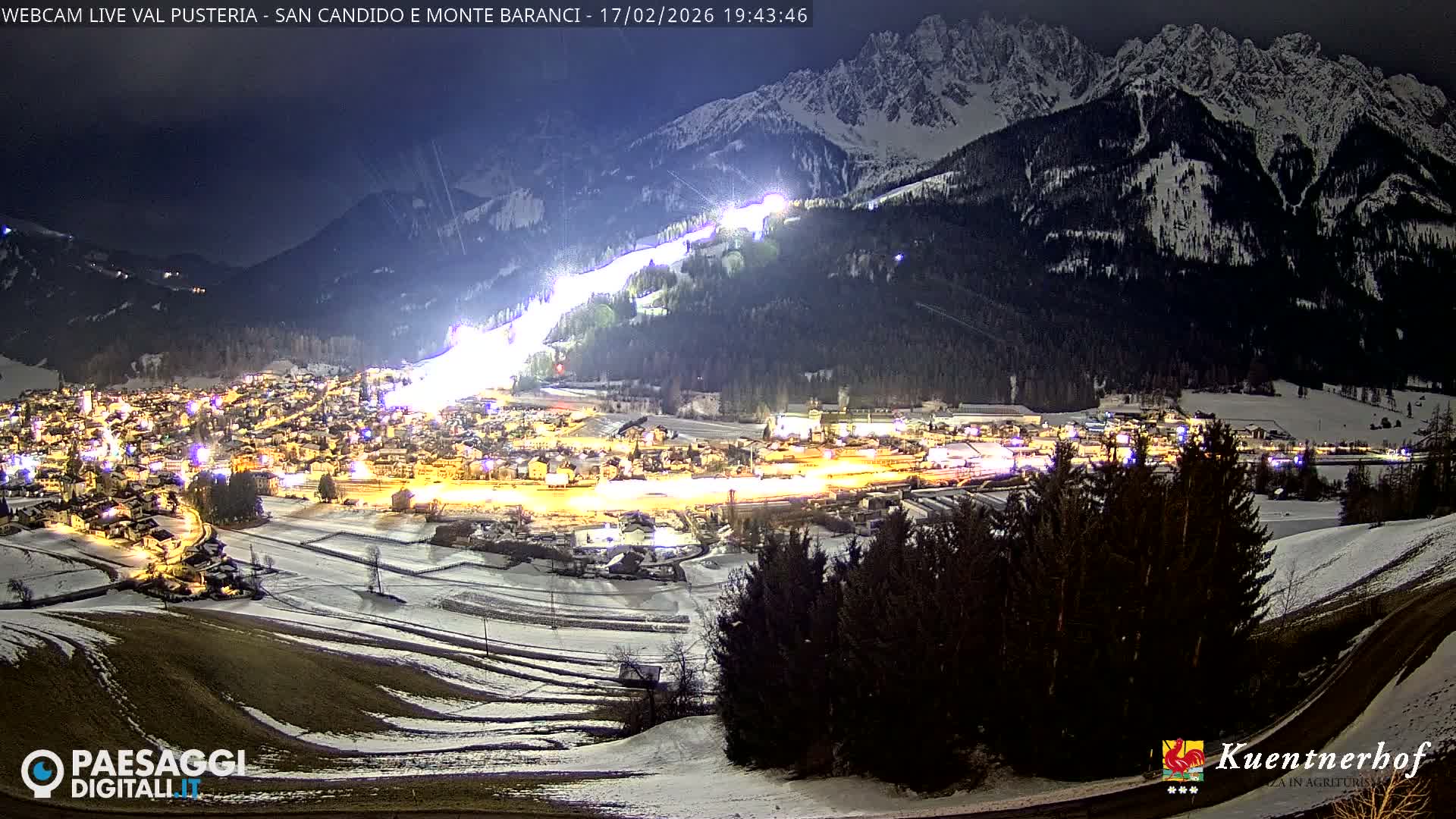 Val Pusteria (Puster Valley), San Candido (Innichen) Village & Monte Baranci Mount View Live Cam - South Tyrol (Bolzano) , Trentino-South Tyrol (Trentino-Alto Adige/Südtirol), Italy