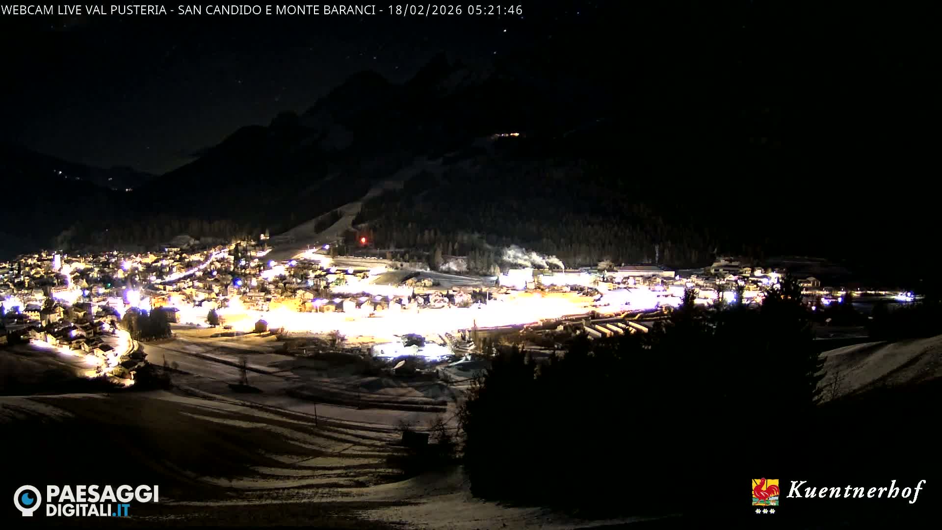 Val Pusteria (Puster Valley), San Candido (Innichen) Village & Monte Baranci Mount View Live Cam - South Tyrol (Bolzano) , Trentino-South Tyrol (Trentino-Alto Adige/Südtirol), Italy