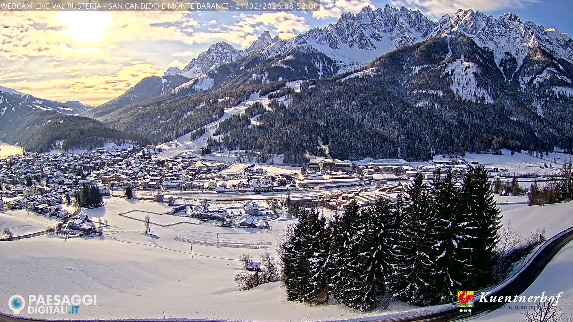 Val Pusteria (Puster Valley), San Candido (Innichen) Village & Monte Baranci Mount View Live Cam - South Tyrol (Bolzano) , Trentino-South Tyrol (Trentino-Alto Adige/Südtirol), Italy