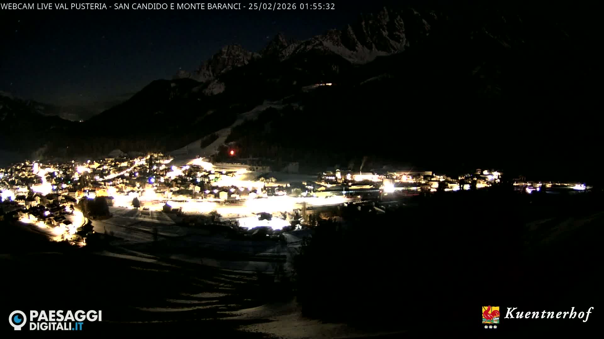 Val Pusteria (Puster Valley), San Candido (Innichen) Village & Monte Baranci Mount View Live Cam - South Tyrol (Bolzano) , Trentino-South Tyrol (Trentino-Alto Adige/Südtirol), Italy