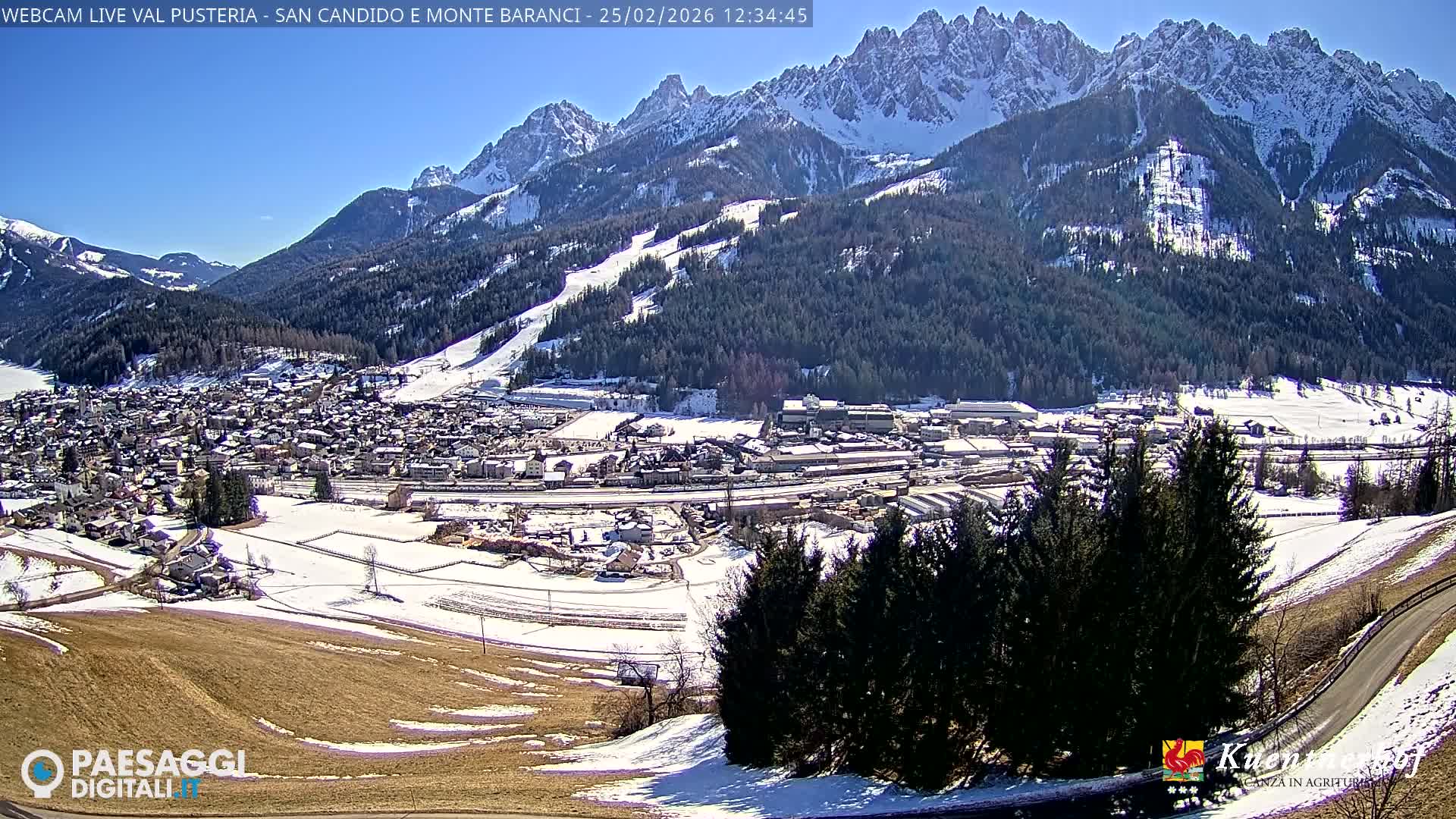 Val Pusteria (Puster Valley), San Candido (Innichen) Village & Monte Baranci Mount View Live Cam - South Tyrol (Bolzano) , Trentino-South Tyrol (Trentino-Alto Adige/Südtirol), Italy