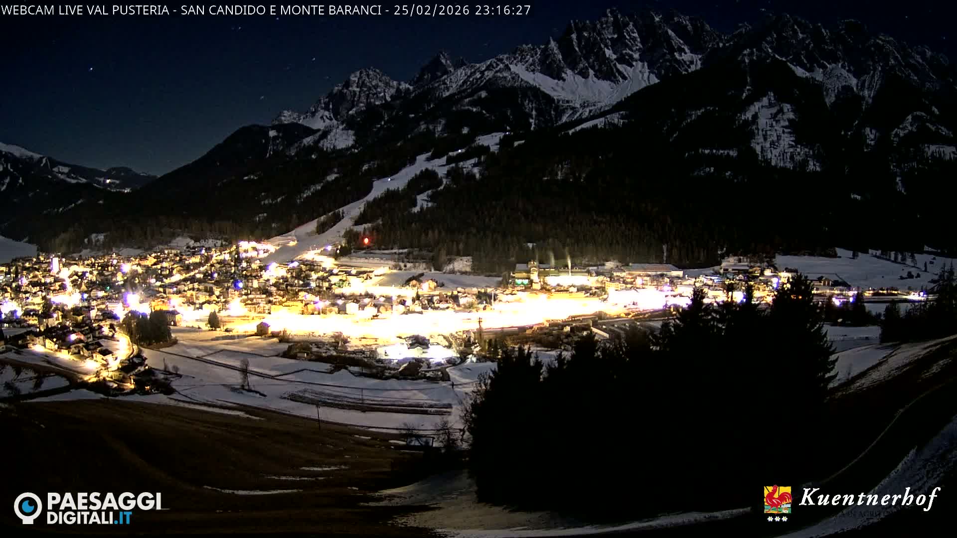 Val Pusteria (Puster Valley), San Candido (Innichen) Village & Monte Baranci Mount View Live Cam - South Tyrol (Bolzano) , Trentino-South Tyrol (Trentino-Alto Adige/Südtirol), Italy