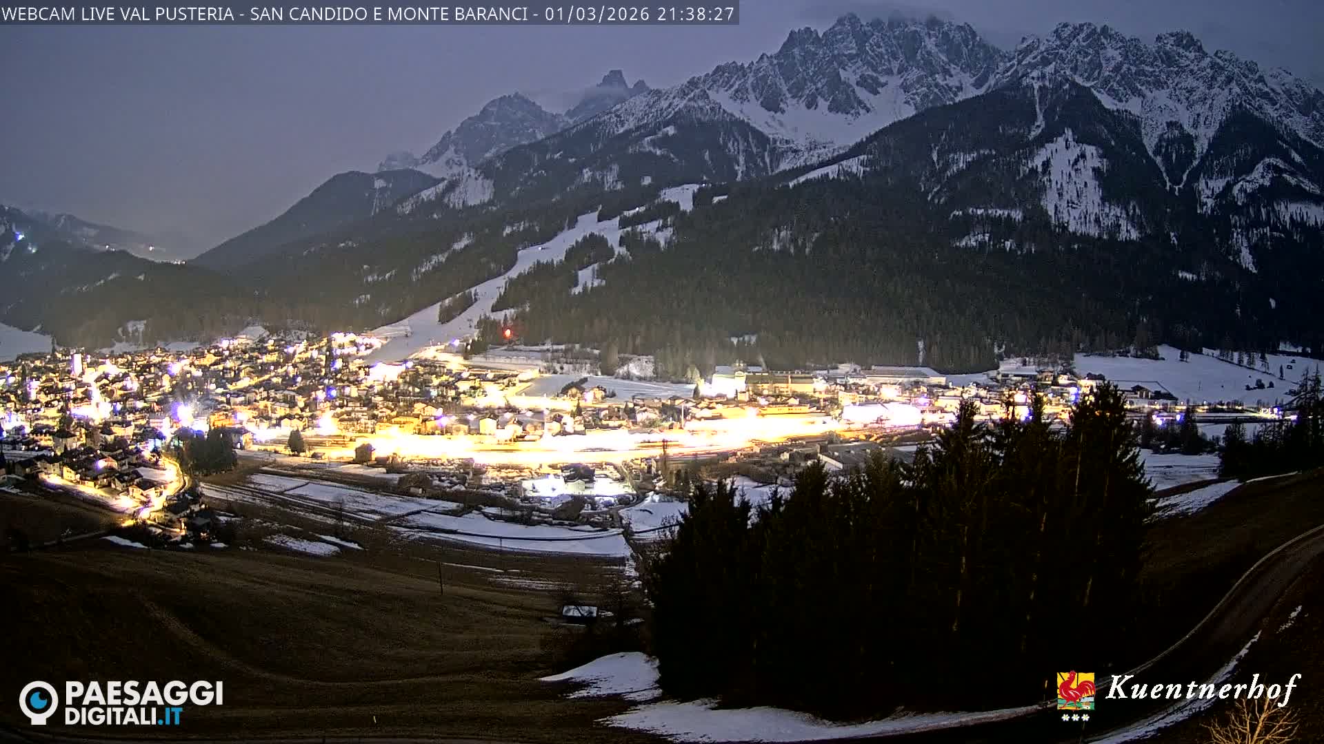 Val Pusteria (Puster Valley), San Candido (Innichen) Village & Monte Baranci Mount View Live Cam - South Tyrol (Bolzano) , Trentino-South Tyrol (Trentino-Alto Adige/Südtirol), Italy