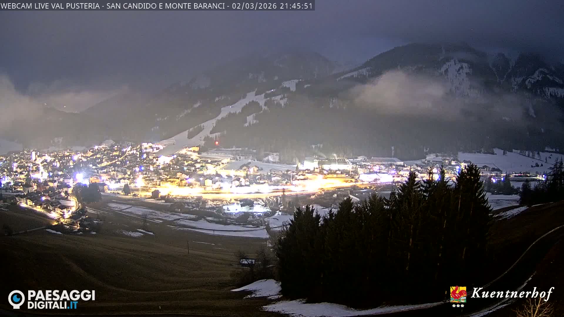 Val Pusteria (Puster Valley), San Candido (Innichen) Village & Monte Baranci Mount View Live Cam - South Tyrol (Bolzano) , Trentino-South Tyrol (Trentino-Alto Adige/Südtirol), Italy