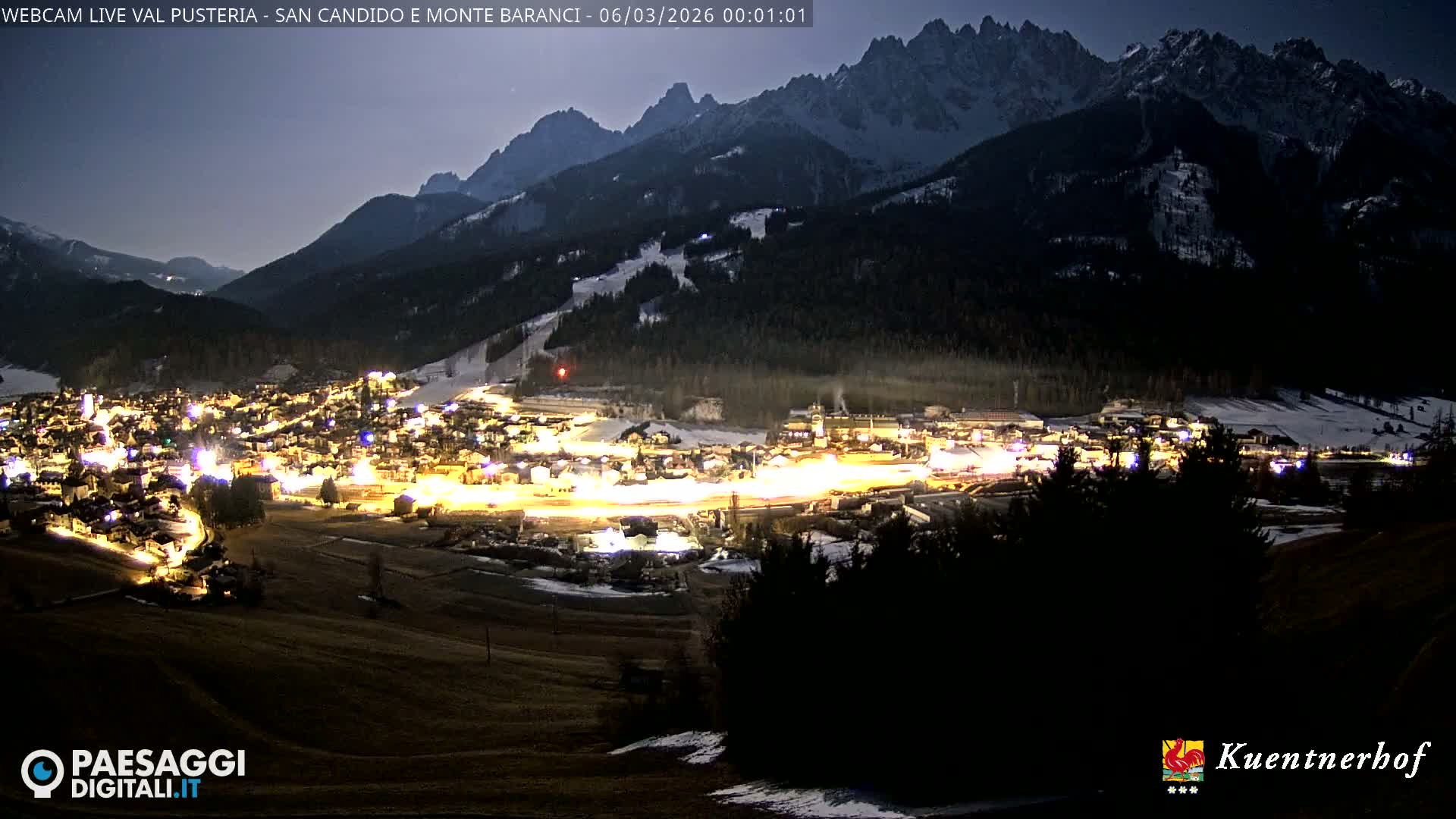 Val Pusteria (Puster Valley), San Candido (Innichen) Village & Monte Baranci Mount View Live Cam - South Tyrol (Bolzano) , Trentino-South Tyrol (Trentino-Alto Adige/Südtirol), Italy