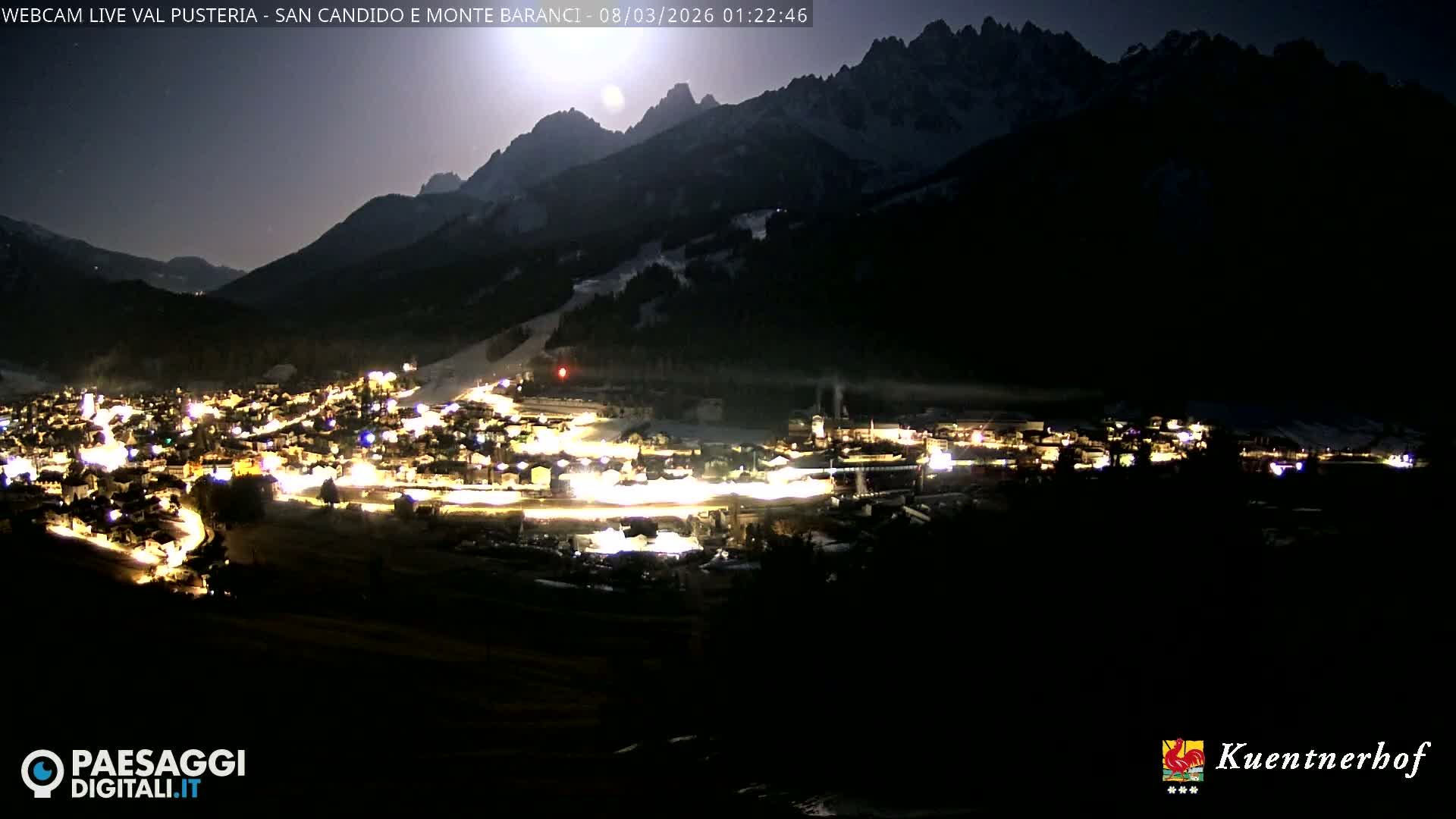 Val Pusteria (Puster Valley), San Candido (Innichen) Village & Monte Baranci Mount View Live Cam - South Tyrol (Bolzano) , Trentino-South Tyrol (Trentino-Alto Adige/Südtirol), Italy