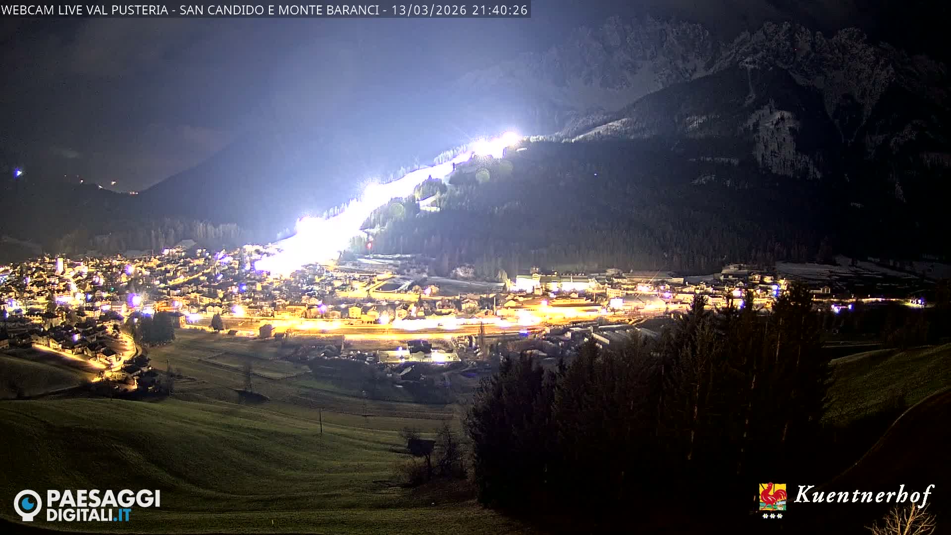 Val Pusteria (Puster Valley), San Candido (Innichen) Village & Monte Baranci Mount View Live Cam - South Tyrol (Bolzano) , Trentino-South Tyrol (Trentino-Alto Adige/Südtirol), Italy