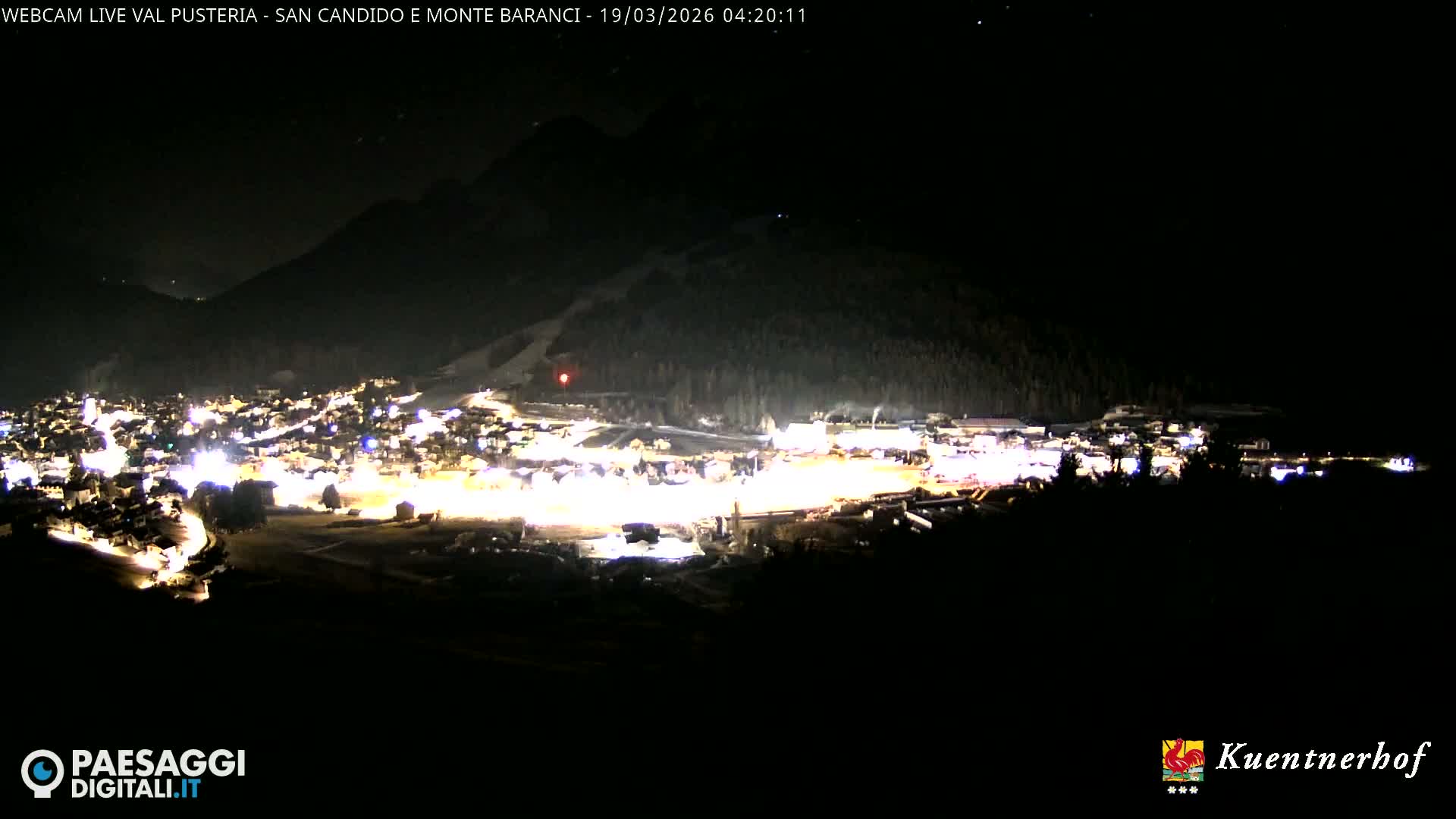 Val Pusteria (Puster Valley), San Candido (Innichen) Village & Monte Baranci Mount View Live Cam - South Tyrol (Bolzano) , Trentino-South Tyrol (Trentino-Alto Adige/Südtirol), Italy
