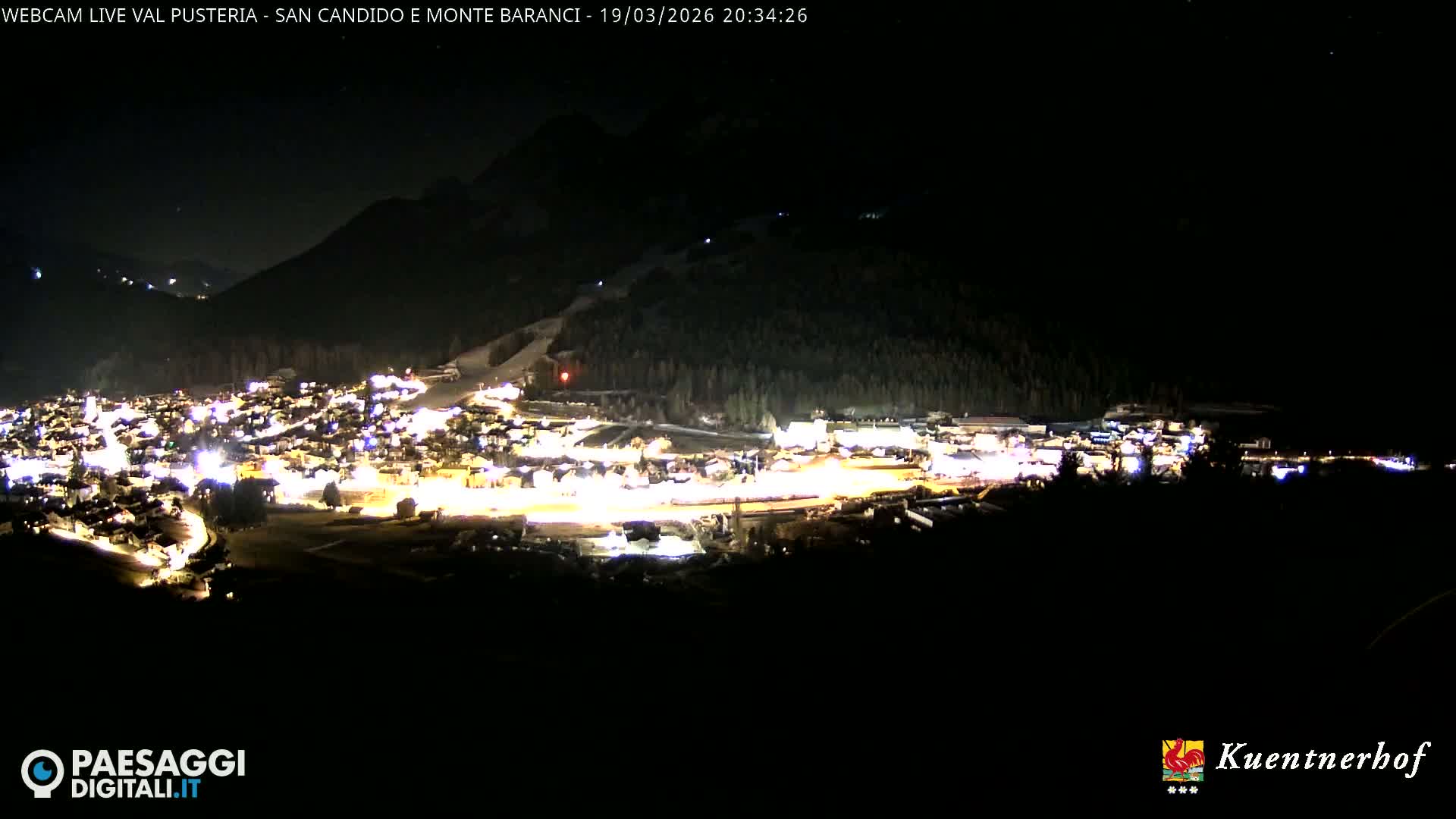 Val Pusteria (Puster Valley), San Candido (Innichen) Village & Monte Baranci Mount View Live Cam - South Tyrol (Bolzano) , Trentino-South Tyrol (Trentino-Alto Adige/Südtirol), Italy