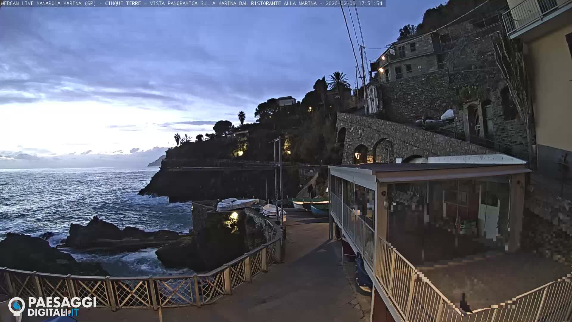 Cinque Terre, Manarola Village Marina & Coast Live Cam - La Spezia, Liguria, Italy