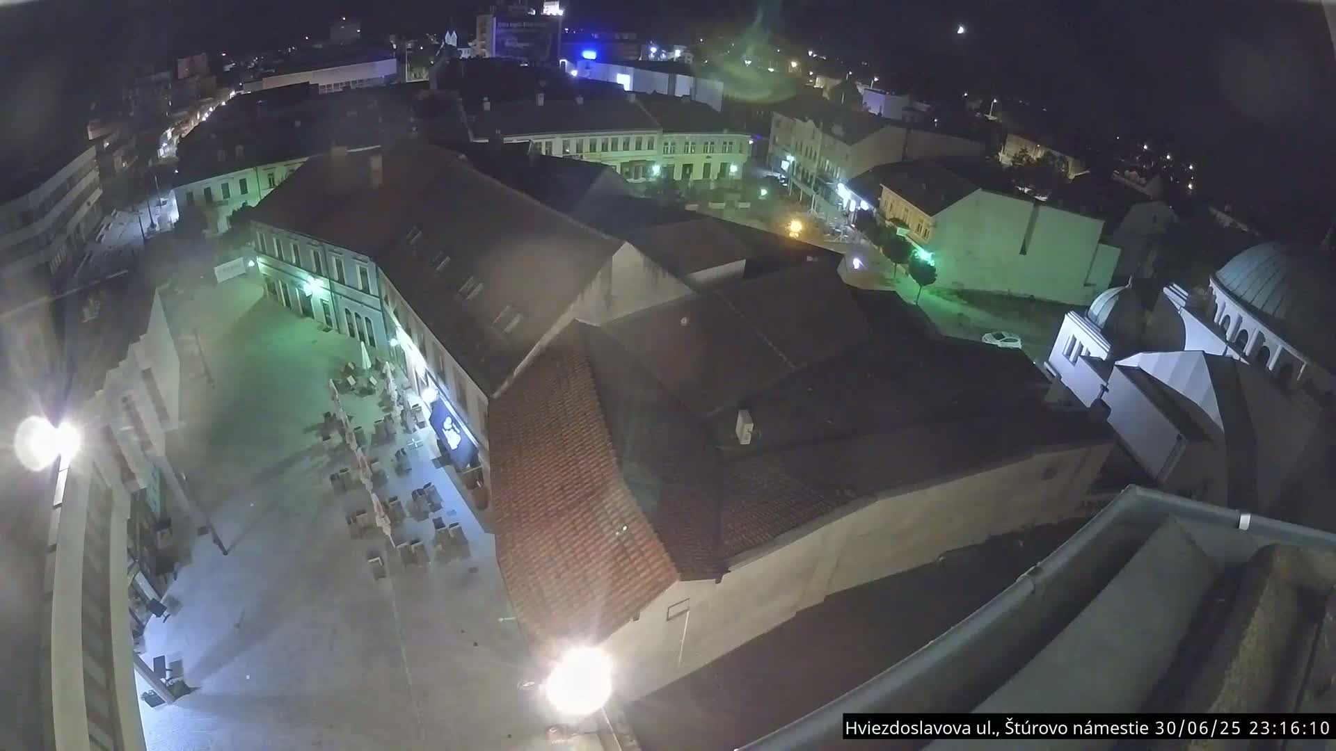 Trenčín Hviezdoslavova ul. Street &. Štúrovo Námestie Square West View Skyline Live Cam -  Trencin, Okres Trencin, Slovakia