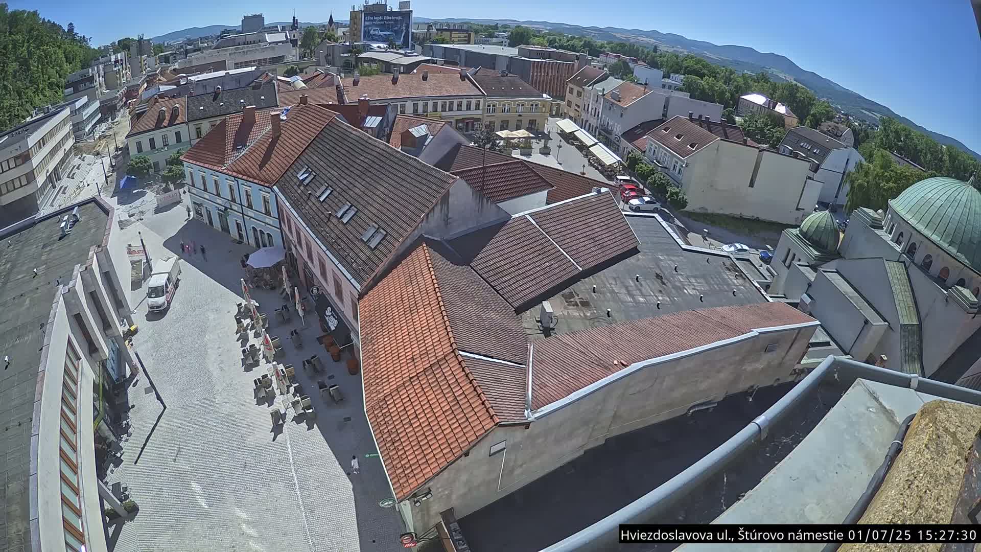 Trenčín Hviezdoslavova ul. Street &. Štúrovo Námestie Square West View Skyline Live Cam -  Trencin, Okres Trencin, Slovakia