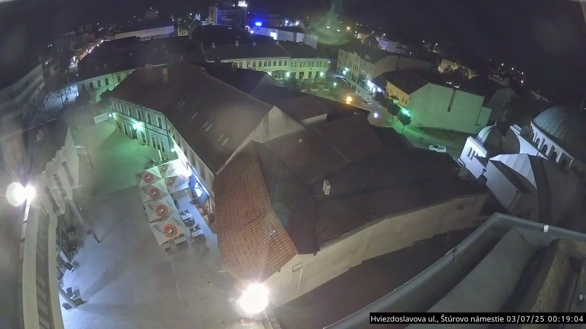 Trenčín Hviezdoslavova ul. Street &. Štúrovo Námestie Square West View Skyline Live Cam -  Trencin, Okres Trencin, Slovakia