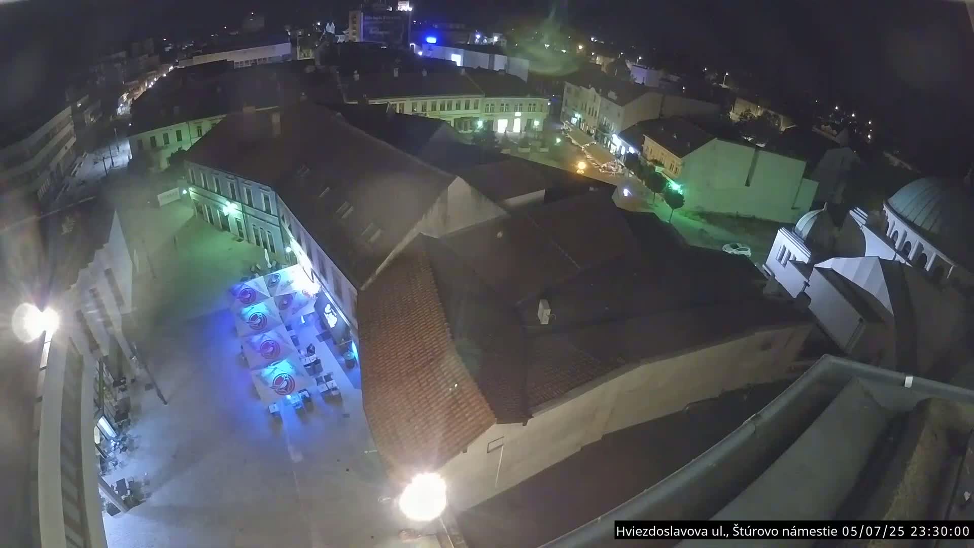 Trenčín Hviezdoslavova ul. Street &. Štúrovo Námestie Square West View Skyline Live Cam -  Trencin, Okres Trencin, Slovakia
