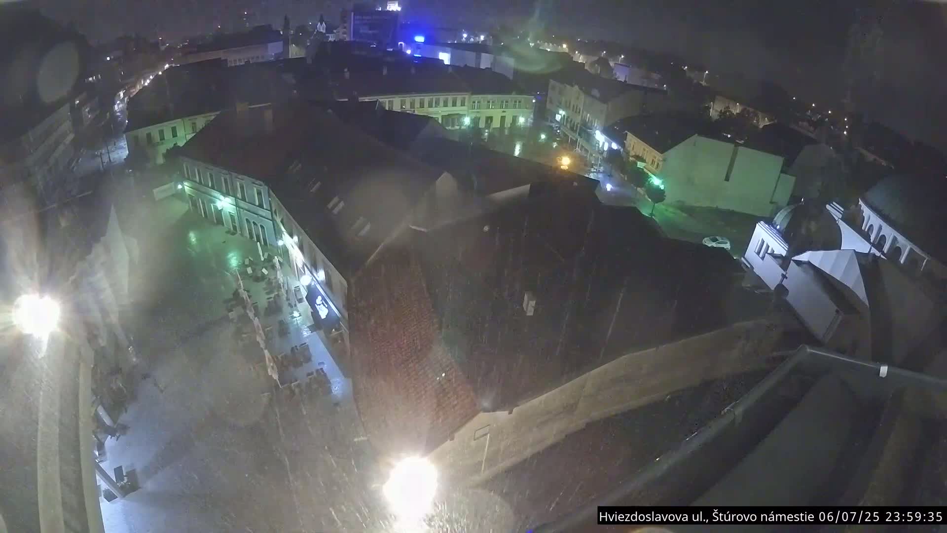 Trenčín Hviezdoslavova ul. Street &. Štúrovo Námestie Square West View Skyline Live Cam -  Trencin, Okres Trencin, Slovakia