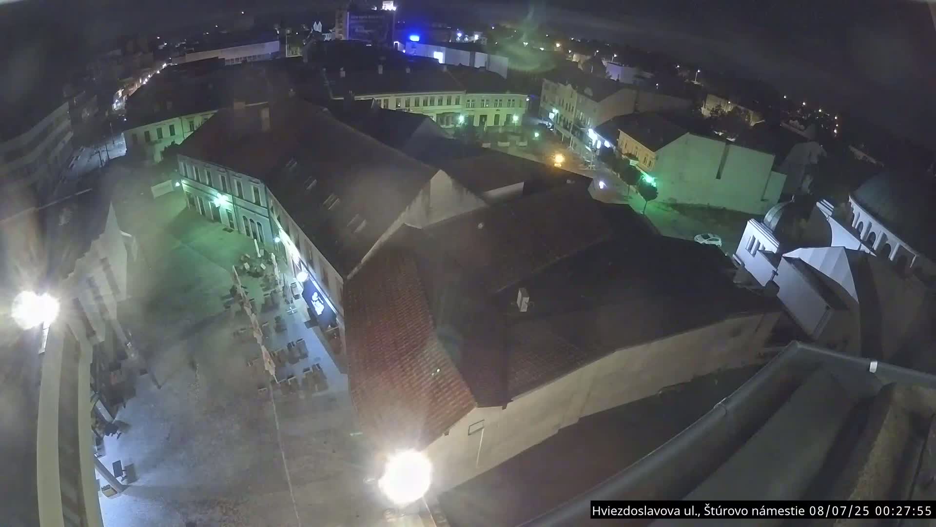 Trenčín Hviezdoslavova ul. Street &. Štúrovo Námestie Square West View Skyline Live Cam -  Trencin, Okres Trencin, Slovakia