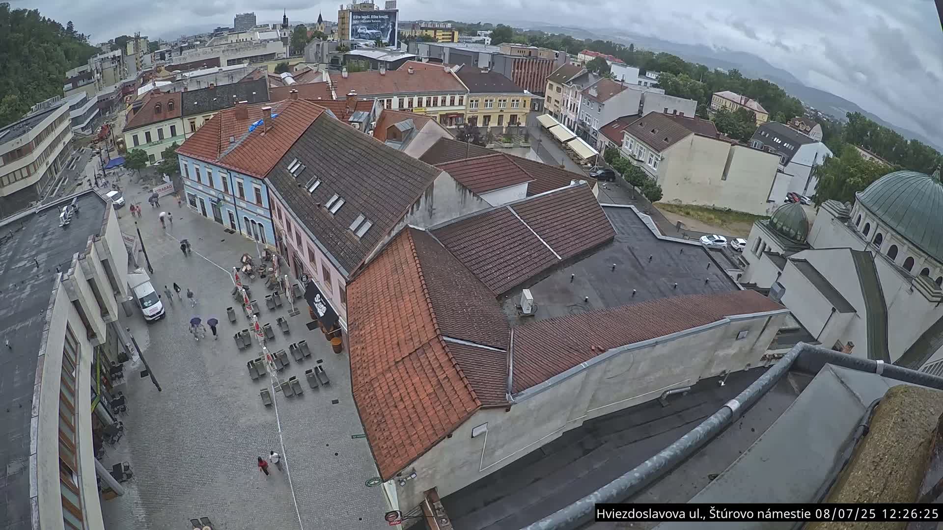 Trenčín Hviezdoslavova ul. Street &. Štúrovo Námestie Square West View Skyline Live Cam -  Trencin, Okres Trencin, Slovakia