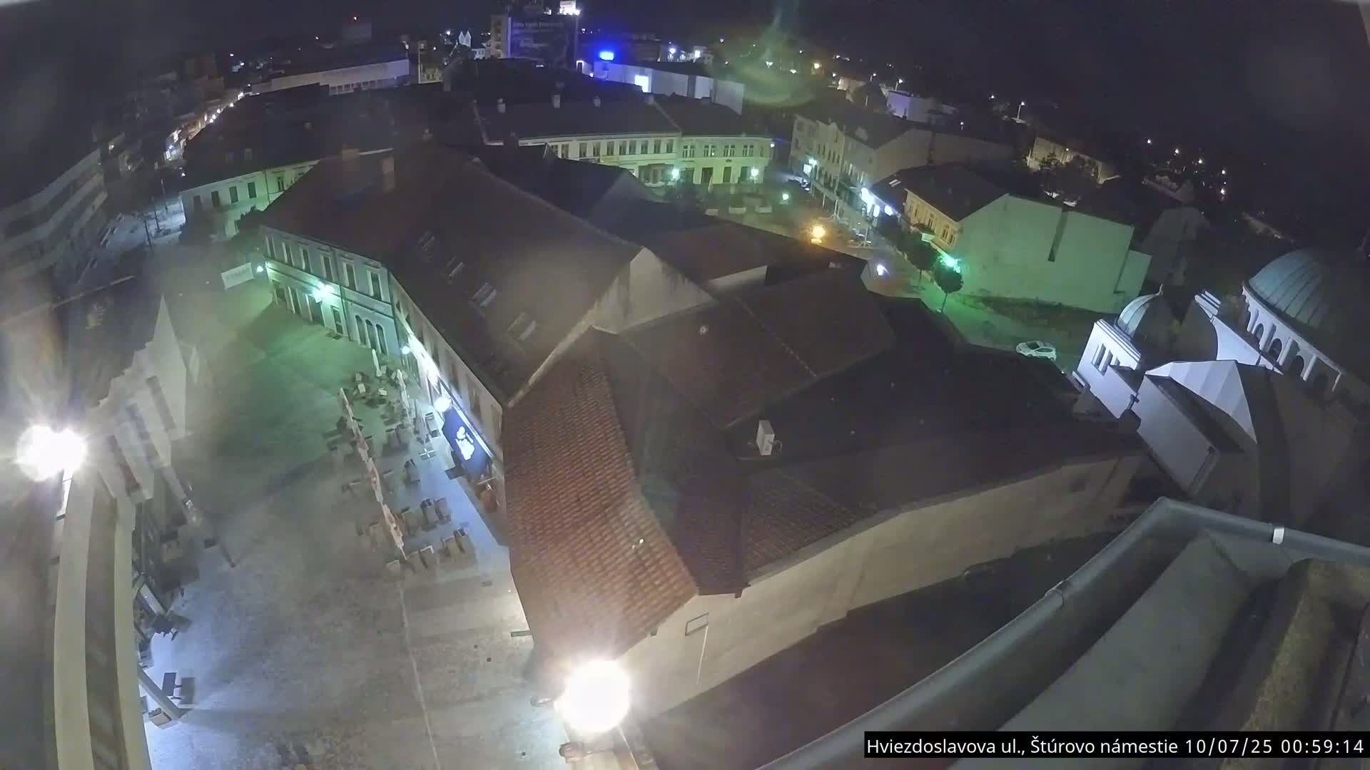 Trenčín Hviezdoslavova ul. Street &. Štúrovo Námestie Square West View Skyline Live Cam -  Trencin, Okres Trencin, Slovakia