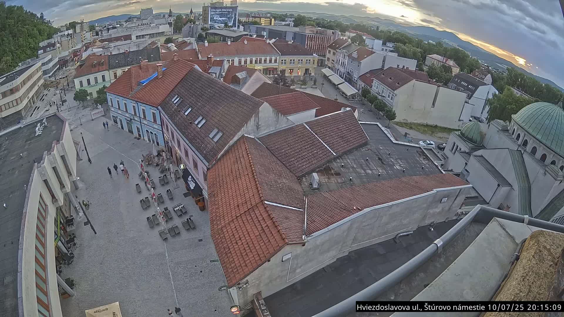 Trenčín Hviezdoslavova ul. Street &. Štúrovo Námestie Square West View Skyline Live Cam -  Trencin, Okres Trencin, Slovakia