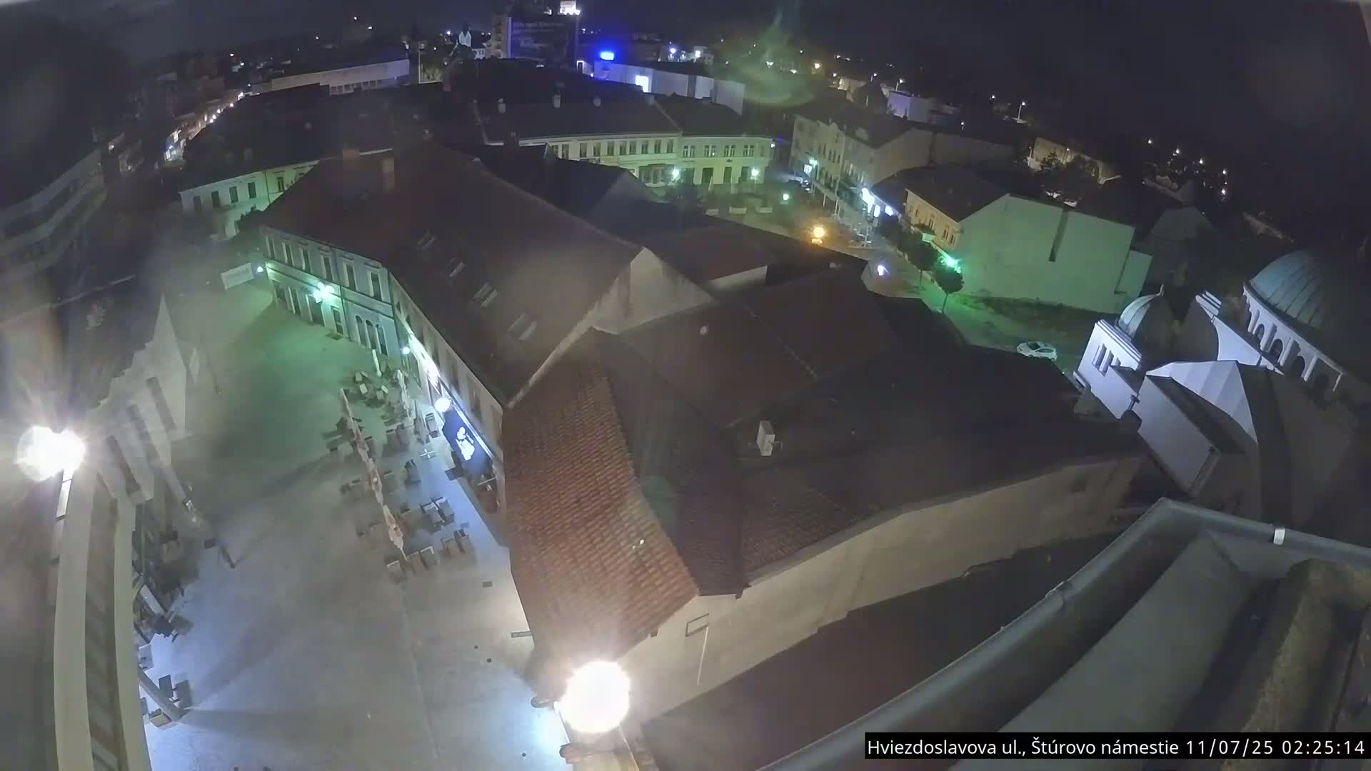 Trenčín Hviezdoslavova ul. Street &. Štúrovo Námestie Square West View Skyline Live Cam -  Trencin, Okres Trencin, Slovakia